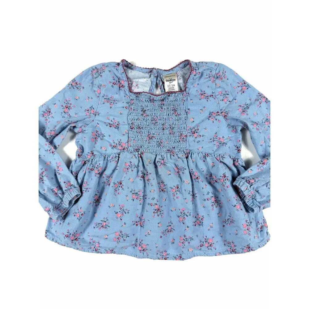 OshKosh B’gosh Floral Smocked Peplum Top & Gap Jegging Pants Outfit Size 3 Years